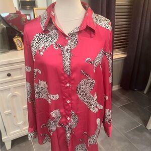 Leopard Print Pink Blouse